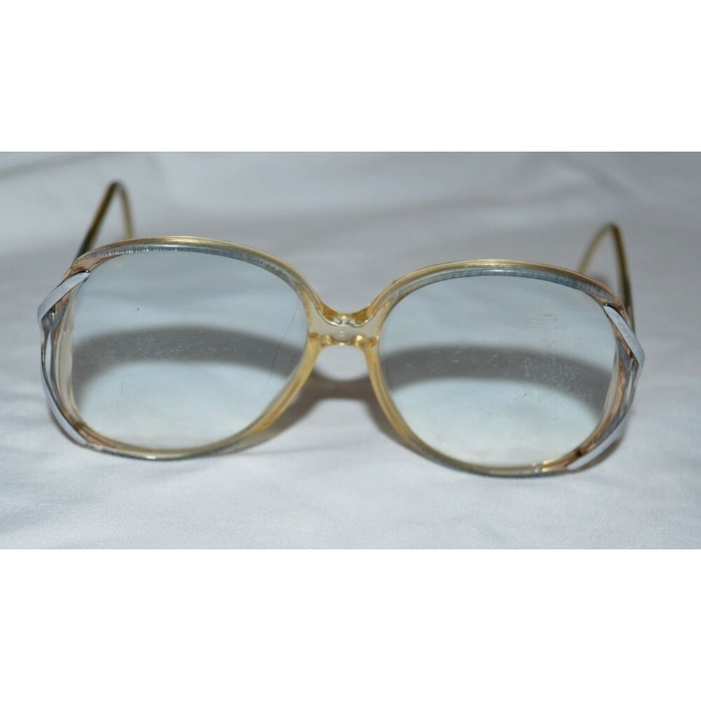 VTG 80s Sky Eyewear Katrina Clear Oversized Eyeglasses Frames Blue Gray Drop Arm